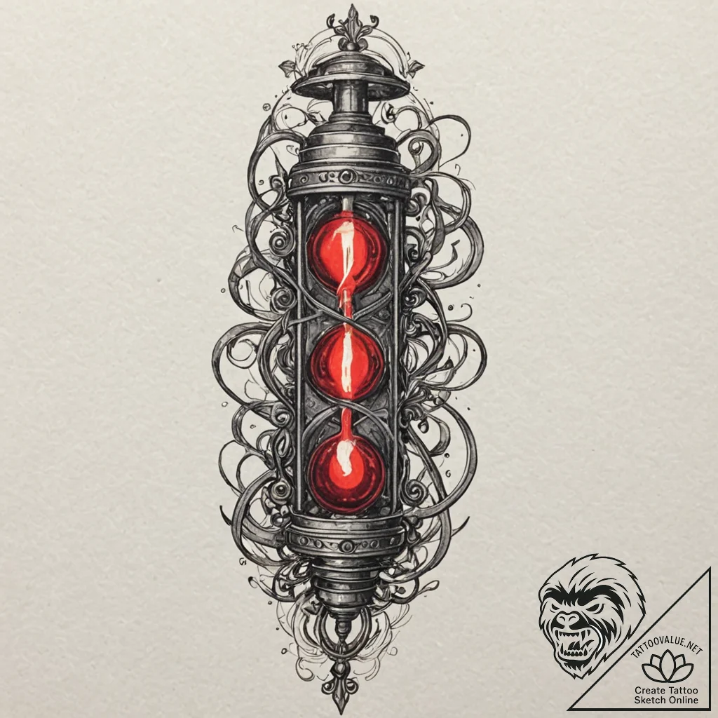 Nixie tube, ink illustration for tattoo, uniq... - tattoo sketch (№1751713133_0, 05.07.2025 10:58) — tattoovalue.net