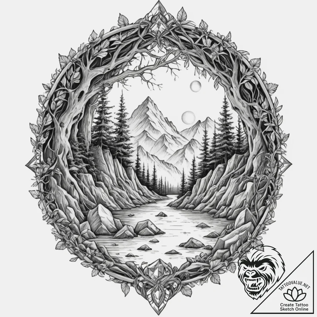 Crystal cave, tattoo drawing outline, black o... - tattoo sketch (№1751714160_0, 05.07.2025 11:16) — tattoovalue.net