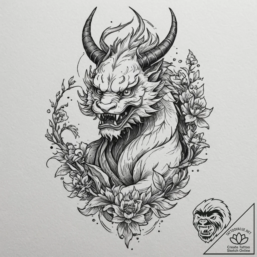A slavic leshy (forest spirit), tattoo line a... - tattoo sketch (№1751714329_0, 05.07.2025 11:18) — tattoovalue.net