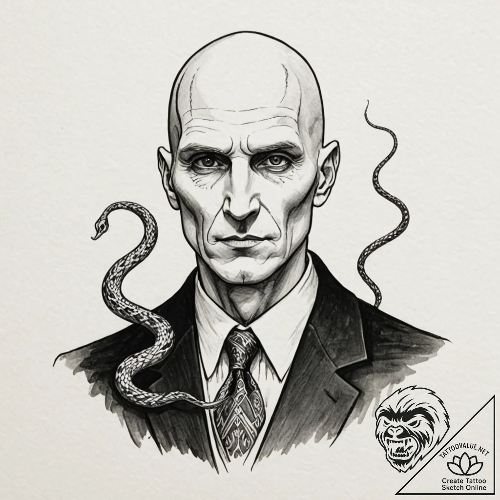 A graphic novel style portrait of lord voldem... - tattoo sketch (№1751714415_0, 05.07.2025 11:20) — tattoovalue.net