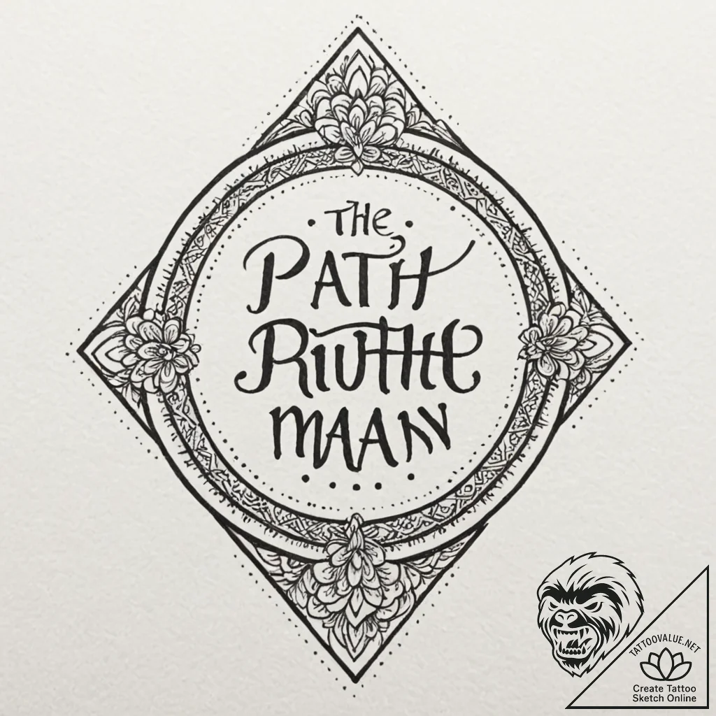 A chicano lettering tattoo "the path of the r... - tattoo sketch (№1751715007_0, 05.07.2025 11:30) — tattoovalue.net