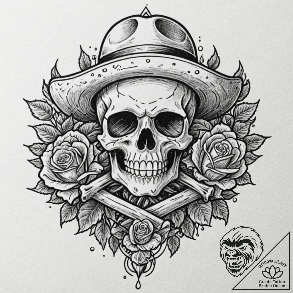 A neo-traditional tattoo of the straw hat pir... - tattoo sketch (№1751715179_0, 05.07.2025 11:32) — tattoovalue.net