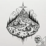 A graphic novel style tattoo of the burning v… – tattoo sketch (№1751715267_0, 05.07.2025 11:34) — tattoovalue.net