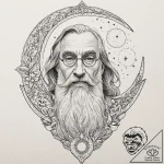 A sketch of professor dumbledore, with his ha… – tattoo sketch (№1751715353_0, 05.07.2025 11:35) — tattoovalue.net