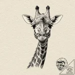 Giraffe, ink illustration for tattoo, subtle… – tattoo sketch (№1751715690_0, 05.07.2025 11:41) — tattoovalue.net