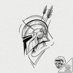A spartan helmet with an arrow in it (is ther… – tattoo sketch (№1751715948_0, 05.07.2025 11:45) — tattoovalue.net