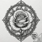 A linework tattoo of the enchanted rose from… – tattoo sketch (№1751716119_0, 05.07.2025 11:48) — tattoovalue.net
