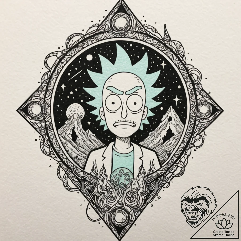 A graphic novel style tattoo of rick and mort... - tattoo sketch (№1751716969_0, 05.07.2025 12:02) — tattoovalue.net