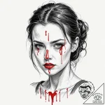 A neo-traditional tattoo of eleven with a blo… – tattoo sketch (№1751717356_0, 05.07.2025 12:09) — tattoovalue.net