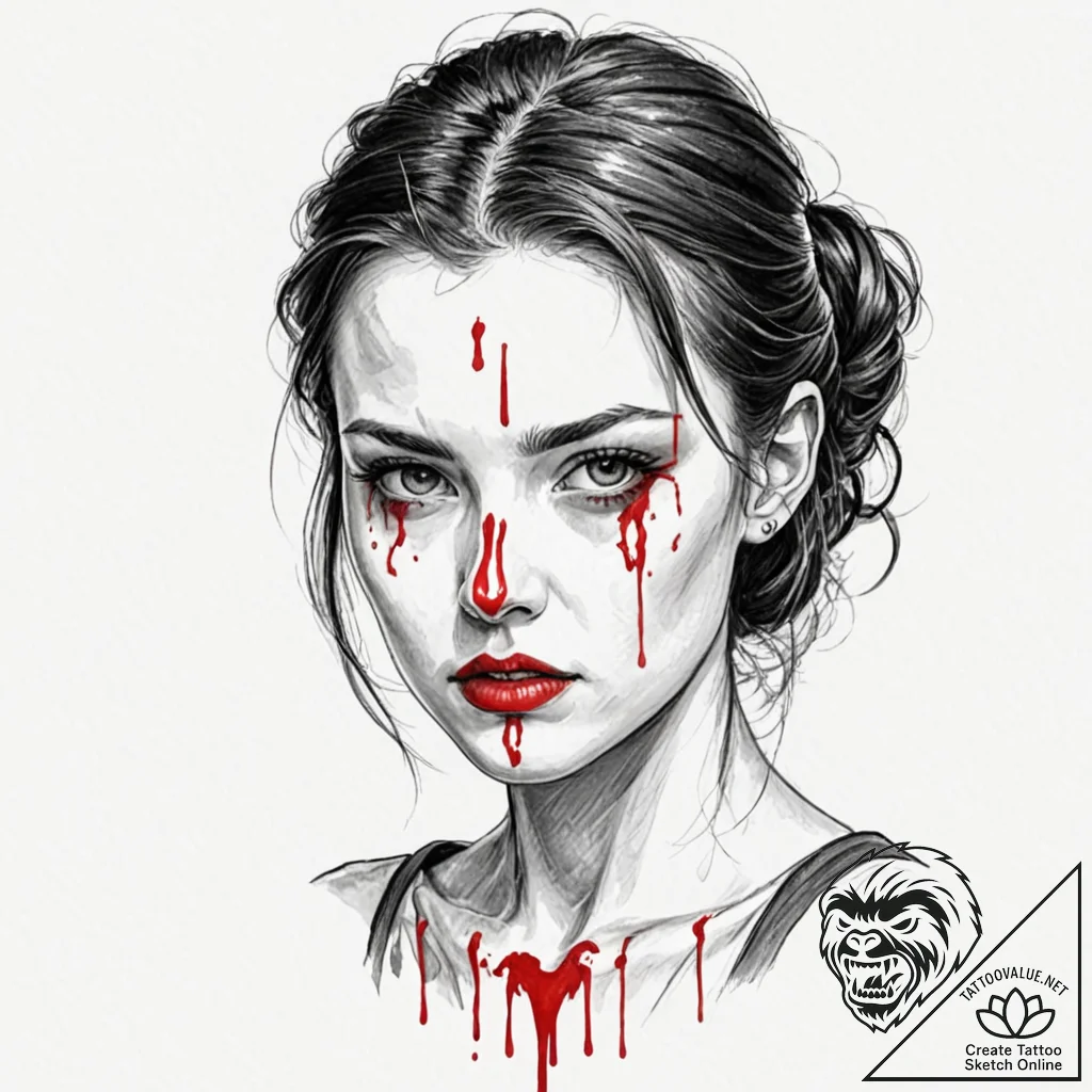 A neo-traditional tattoo of eleven with a blo... - tattoo sketch (№1751717356_0, 05.07.2025 12:09) — tattoovalue.net