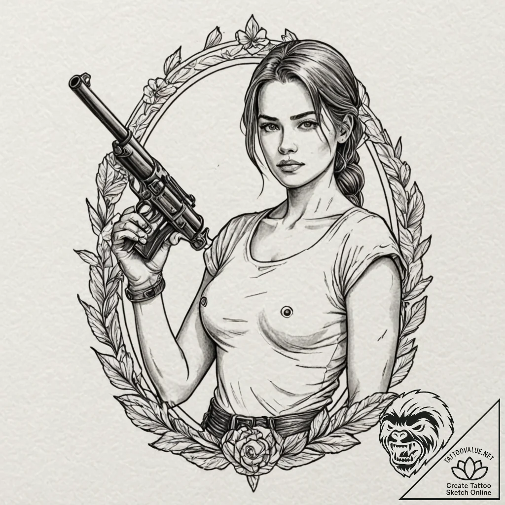 123. a sketch of sarah connor from t2, strong... - tattoo sketch (№1751717818_0, 05.07.2025 12:16) — tattoovalue.net