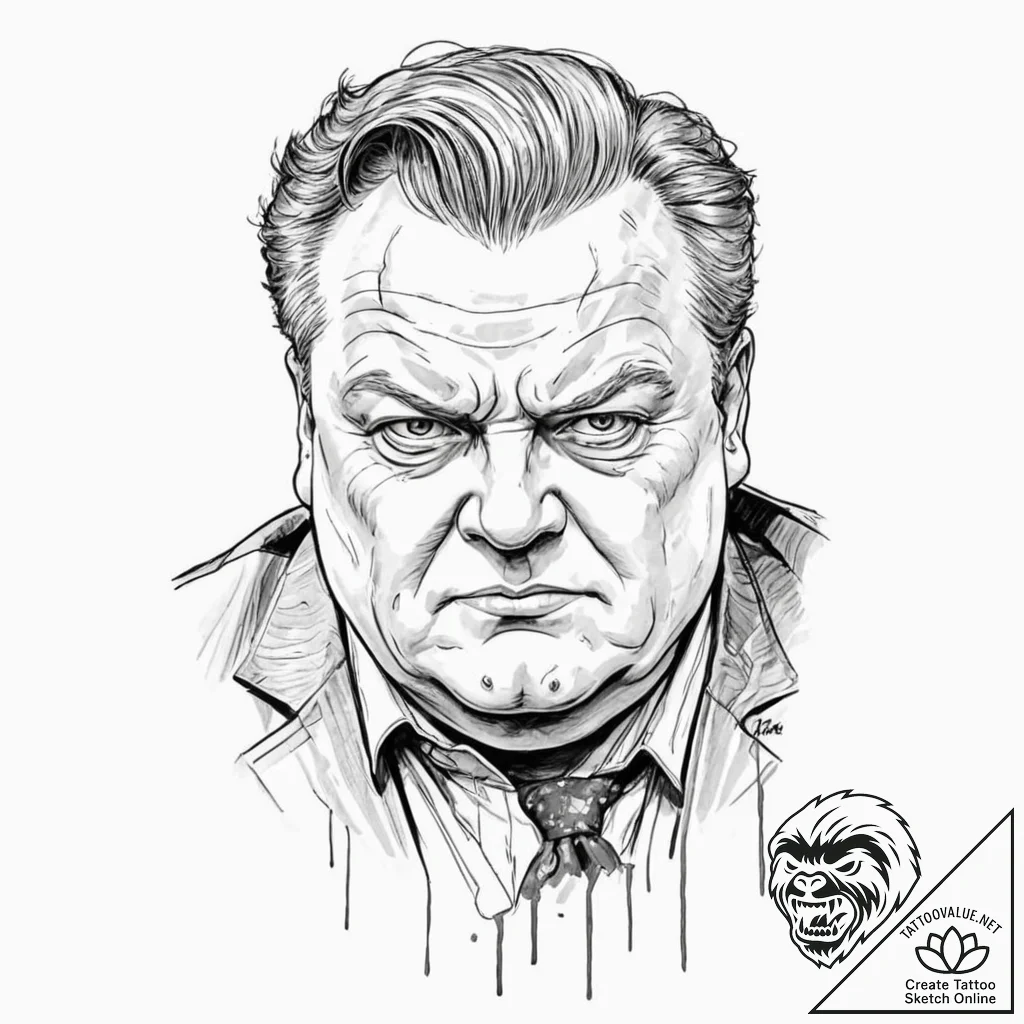 Graphic novel style portrait of baron harkonn... - tattoo sketch (№1751718050_0, 05.07.2025 12:20) — tattoovalue.net