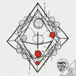 A linework tattoo of the four elemental stone… – tattoo sketch (№1751718130_0, 05.07.2025 12:22) — tattoovalue.net
