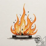 A watercolor sketch of cintra on fire,, ink i… – tattoo sketch (№1751718207_0, 05.07.2025 12:23) — tattoovalue.net