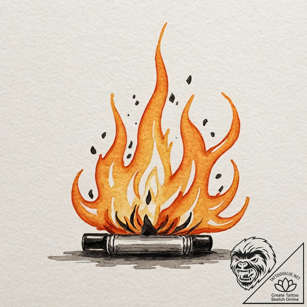 A watercolor sketch of cintra on fire,, ink i... - tattoo sketch (№1751718207_0, 05.07.2025 12:23) — tattoovalue.net