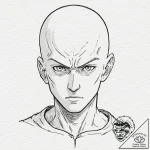 A graphic novel style portrait of saitama fro… – tattoo sketch (№1751718745_0, 05.07.2025 12:32) — tattoovalue.net