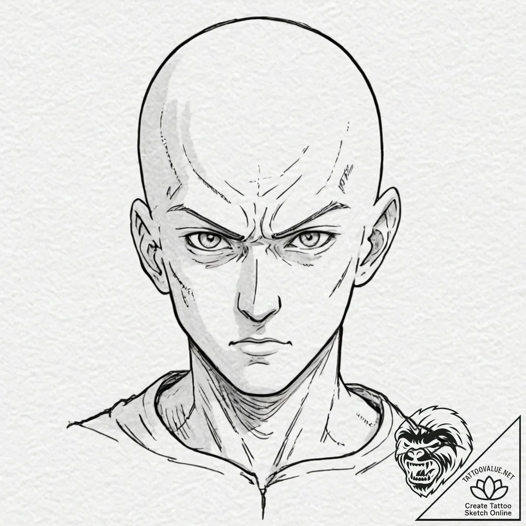 A graphic novel style portrait of saitama fro... - tattoo sketch (№1751718745_0, 05.07.2025 12:32) — tattoovalue.net