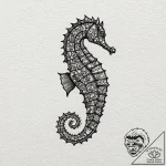 Seahorse, tattoo flash sheet design, on textu… – tattoo sketch (№1751718975_0, 05.07.2025 12:36) — tattoovalue.net