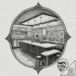 A sketch of the diner scene from moonlight,,… – tattoo sketch (№1751719512_0, 05.07.2025 12:45) — tattoovalue.net