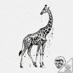 Giraffe, tattoo sketch design, dynamic compos… – tattoo sketch (№1751719743_0, 05.07.2025 12:49) — tattoovalue.net