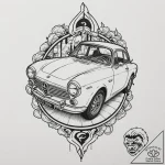 A linework design of the red alfa romeo from… – tattoo sketch (№1751720363_0, 05.07.2025 12:59) — tattoovalue.net
