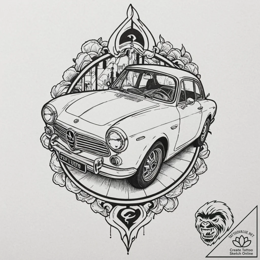 A linework design of the red alfa romeo from... - tattoo sketch (№1751720363_0, 05.07.2025 12:59) — tattoovalue.net