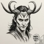 A graphic novel style portrait of loki, the n… – tattoo sketch (№1751720804_0, 05.07.2025 13:06) — tattoovalue.net
