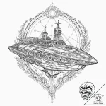 114. a sketch of the nostromo ship, detailed… – tattoo sketch (№1751720976_0, 05.07.2025 13:09) — tattoovalue.net