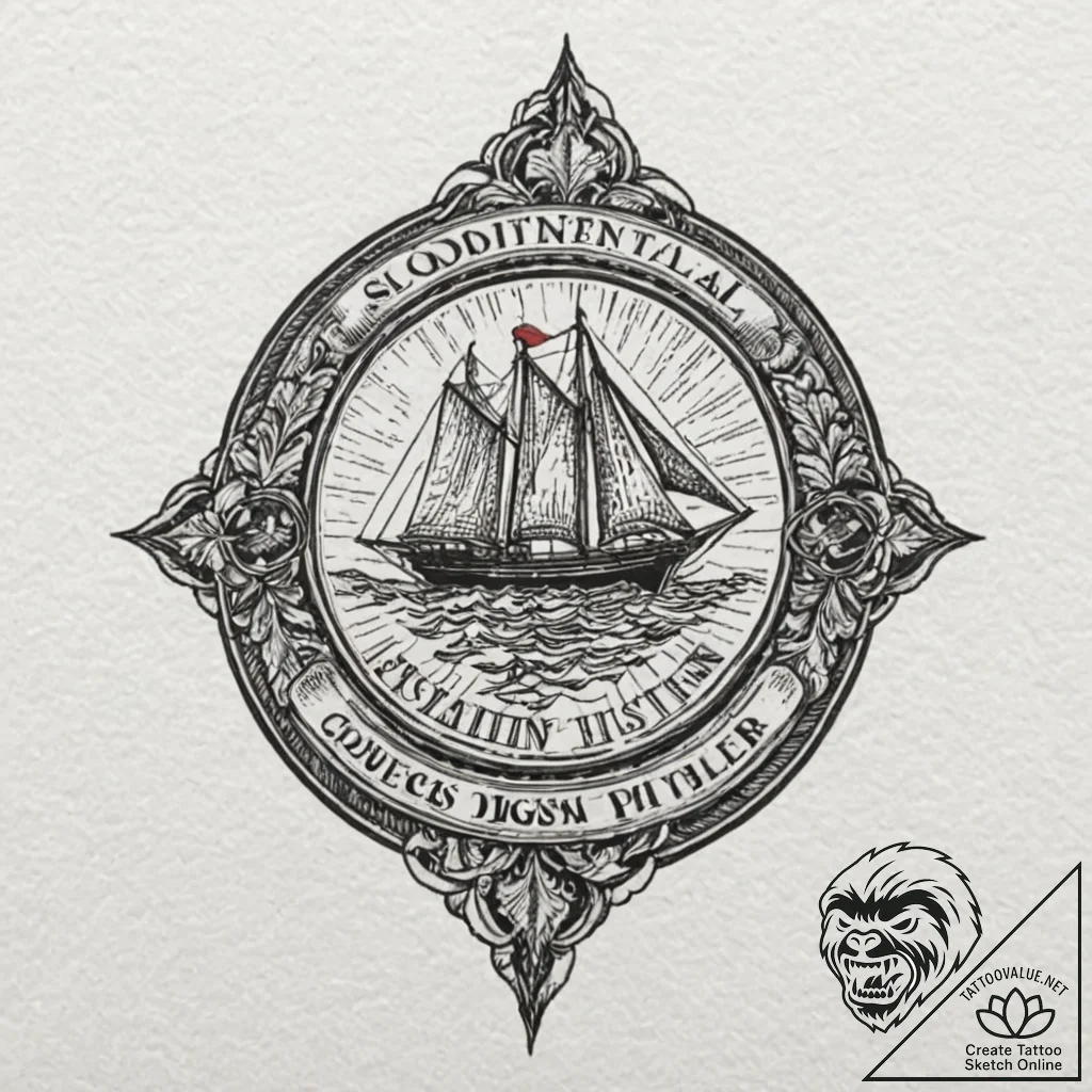 A sketch of the continental hotel coin, a sym... - tattoo sketch (№1751721575_0, 05.07.2025 13:19) — tattoovalue.net
