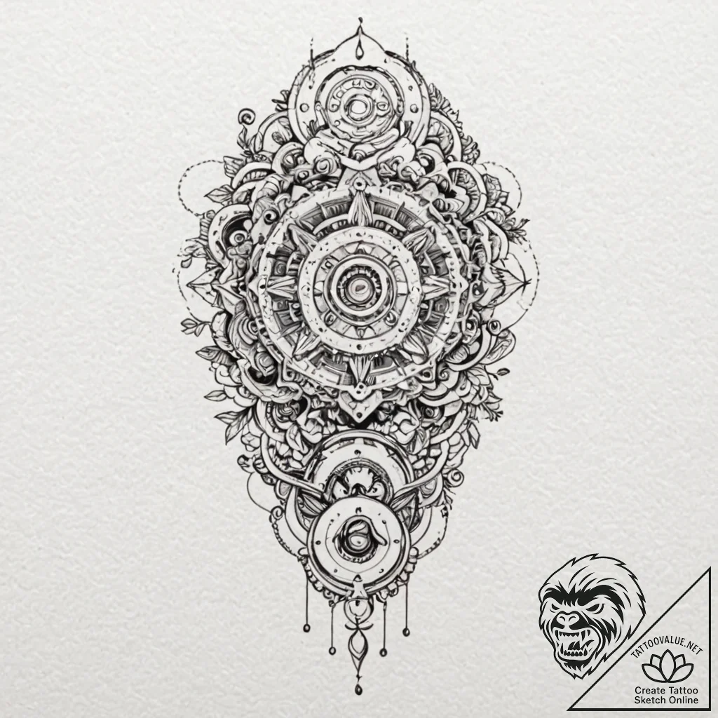Tattoo design for a leg, a biomechanical desi... - tattoo sketch (№1751722774_0, 05.07.2025 13:39) — tattoovalue.net