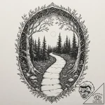 Tattoo design for shoulder, a winding path le… – tattoo sketch (№1751723549_0, 05.07.2025 13:52) — tattoovalue.net