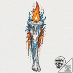 Tattoo design for a leg, a melting candle, st… – tattoo sketch (№1751723896_0, 05.07.2025 13:58) — tattoovalue.net