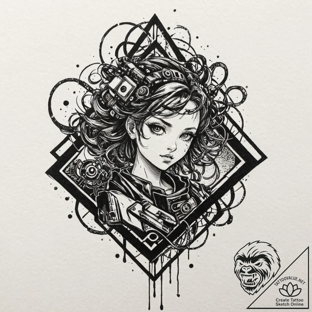 эстетика: символы цифровой эпохи, ретро-гейми... - tattoo sketch (№1751730574_0, 05.07.2025 15:49) — tattoovalue.net