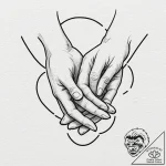 Tiny tattoo design, a pair of hands, connecte… – tattoo sketch (№1751730733_0, 05.07.2025 15:52) — tattoovalue.net