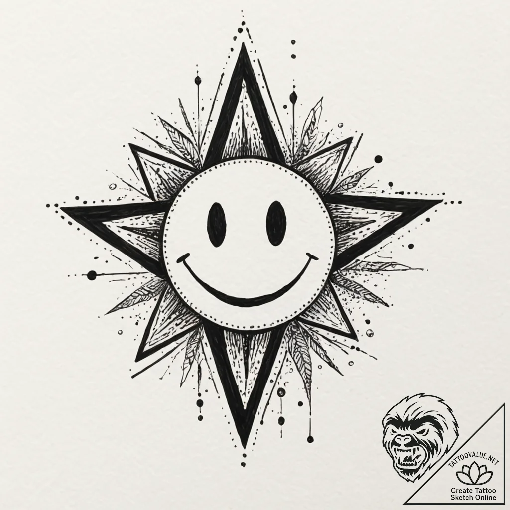 Tiny tattoo design, a wobbly, crooked star wi... - tattoo sketch (№1751730822_0, 05.07.2025 15:53) — tattoovalue.net
