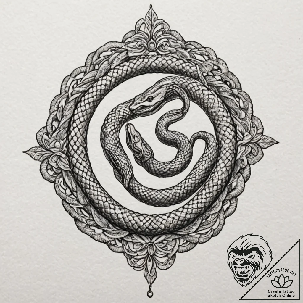 Tiny tattoo design, a snake, coiled into a ti... - tattoo sketch (№1751733054_0, 05.07.2025 16:30) — tattoovalue.net