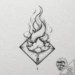 Tiny tattoo design, a lit cigarette, with the… – tattoo sketch (№1751733227_0, 05.07.2025 16:33) — tattoovalue.net