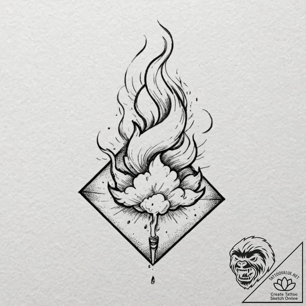 Tiny tattoo design, a lit cigarette, with the... - tattoo sketch (№1751733227_0, 05.07.2025 16:33) — tattoovalue.net