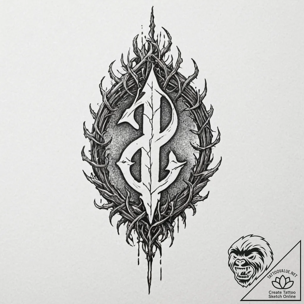 Tattoo design for a leg, the hunter's mark fr... - tattoo sketch (№1751733577_0, 05.07.2025 16:39) — tattoovalue.net