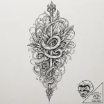 Tattoo design for a leg wrap, a musical sheet… – tattoo sketch (№1751733920_0, 05.07.2025 16:45) — tattoovalue.net