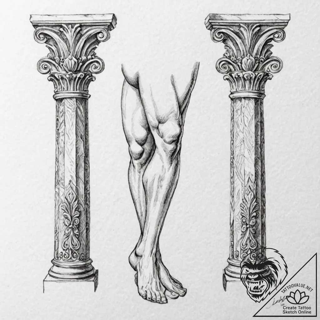 Tattoo design for two legs, two mirrored, orn... - tattoo sketch (№1751734005_0, 05.07.2025 16:46) — tattoovalue.net