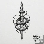 Tiny tattoo design, a tiny dagger, with a ser… – tattoo sketch (№1751734093_0, 05.07.2025 16:48) — tattoovalue.net