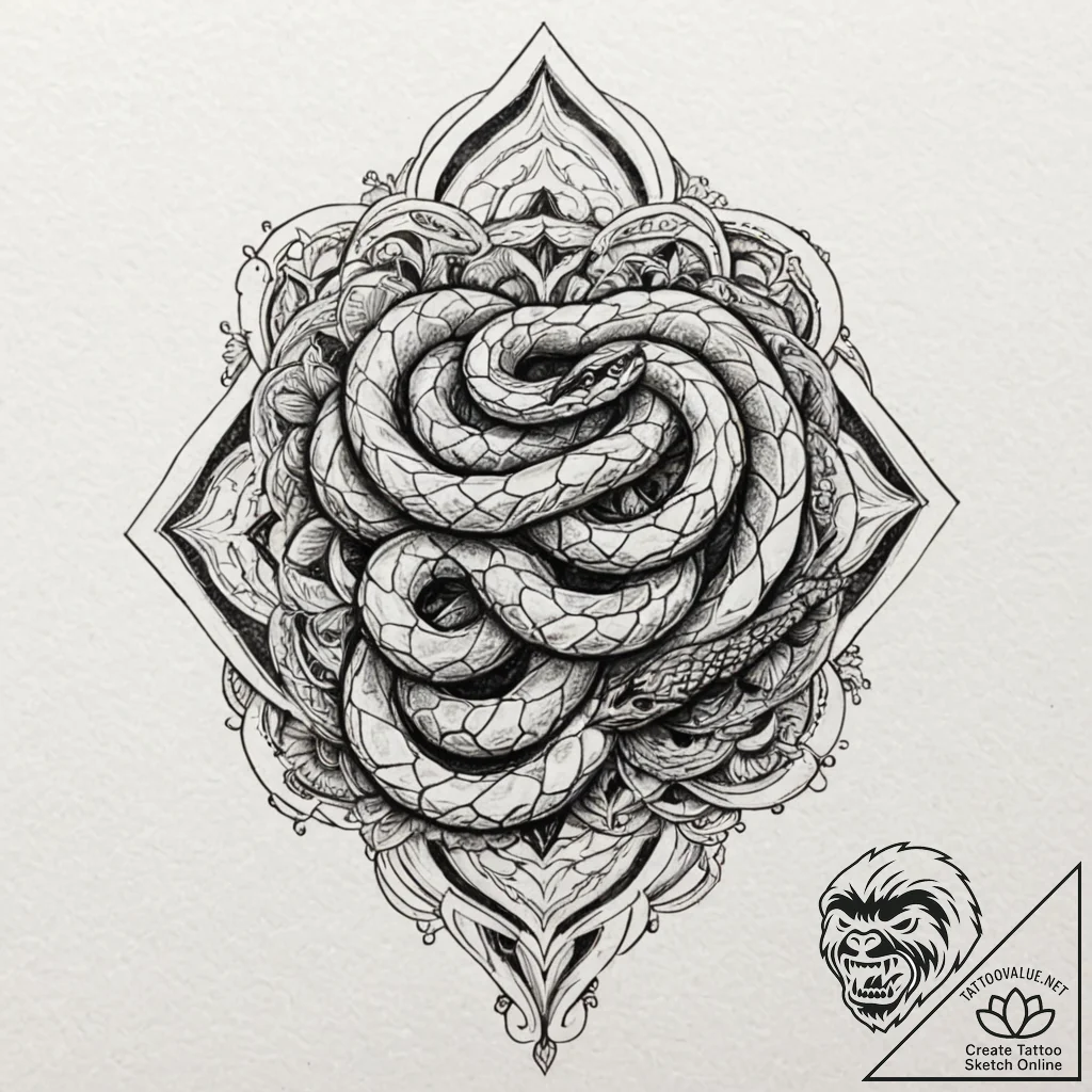 Tattoo design for an arm, a snake, its scales... - tattoo sketch (№1751734179_0, 05.07.2025 16:49) — tattoovalue.net