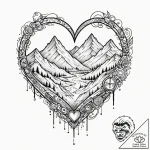 Tattoo design for an arm, a mountain range, b… – tattoo sketch (№1751734354_0, 05.07.2025 16:52) — tattoovalue.net