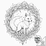 Tattoo design for an arm, a kitsune (japanese… – tattoo sketch (№1751734527_0, 05.07.2025 16:55) — tattoovalue.net