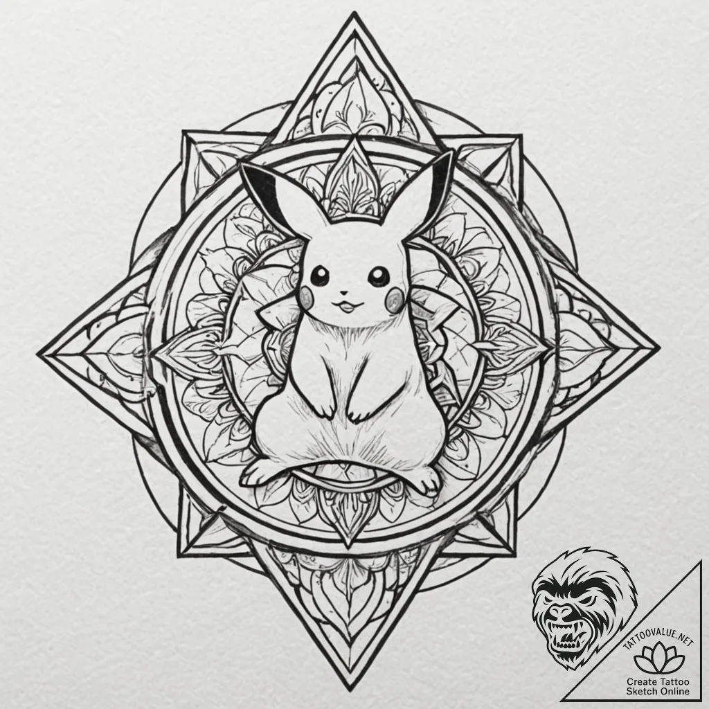 Tattoo design for an arm, a pokémon, like pik... - tattoo sketch (№1751734873_0, 05.07.2025 17:01) — tattoovalue.net