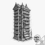 Tattoo design for a leg wrap, a great library… – tattoo sketch (№1751735305_0, 05.07.2025 17:08) — tattoovalue.net