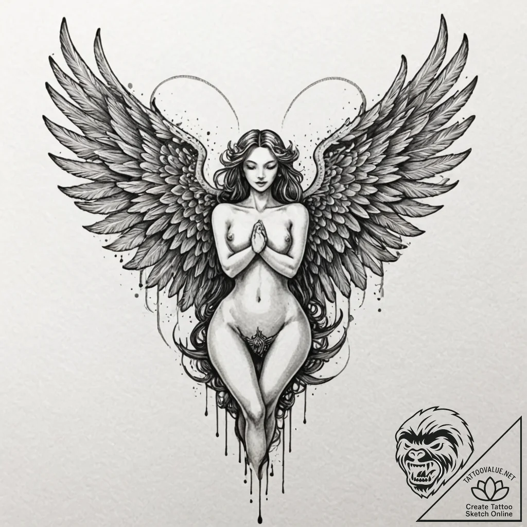 Tattoo design for a thigh, a pair of majestic... - tattoo sketch (№1751735813_0, 05.07.2025 17:16) — tattoovalue.net