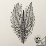 Tiny tattoo design, a knife, but its blade is… – tattoo sketch (№1751735895_0, 05.07.2025 17:18) — tattoovalue.net