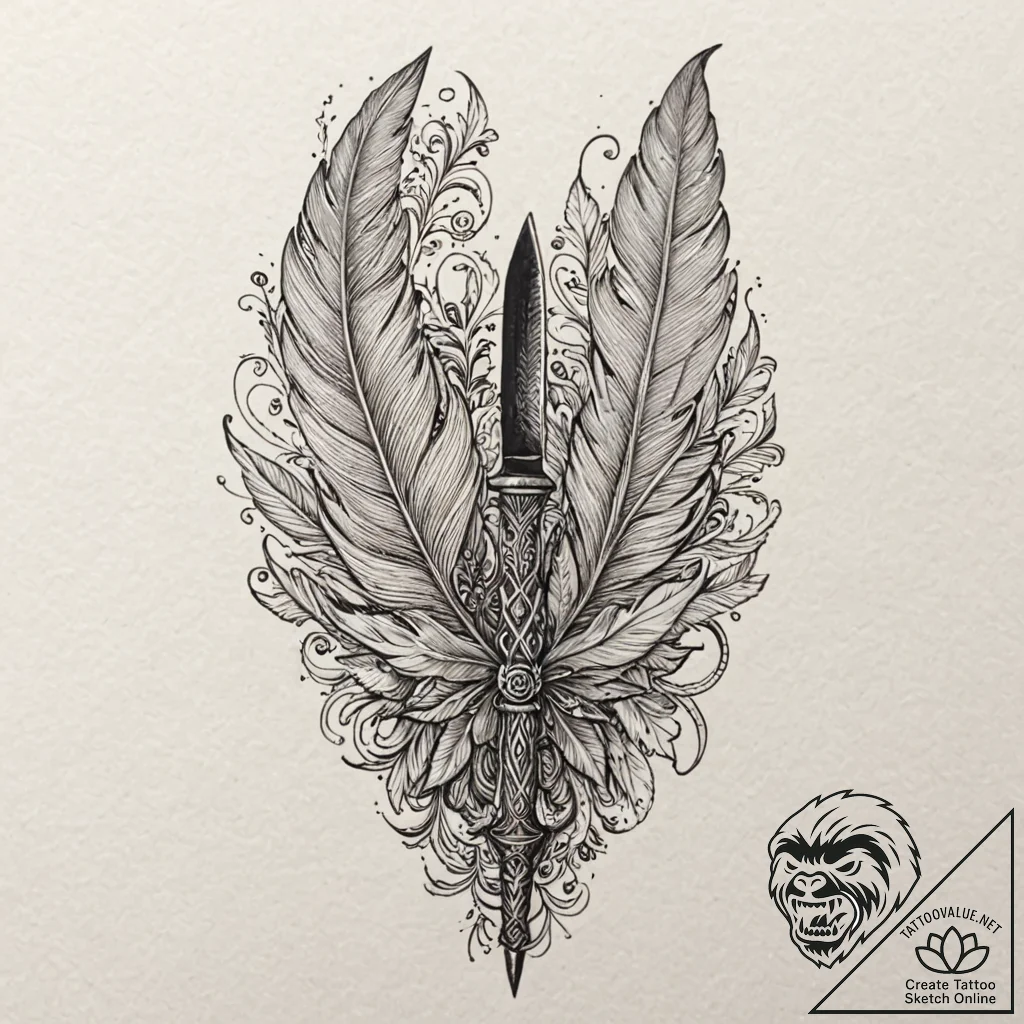 Tiny tattoo design, a knife, but its blade is... - tattoo sketch (№1751735895_0, 05.07.2025 17:18) — tattoovalue.net